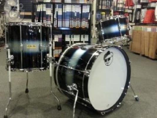PoulaTo: Pork Pie DUCO Silver To Blue Hip Pig Rock 3 Piece Drum Set